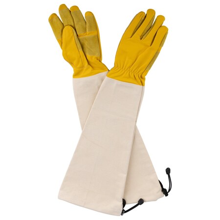 Kings County Tools Long Garden Gloves Breathable Canvas Thorn Proof Leather Gardening Gloves w/ Arm Guard Gauntlet GW03P03-29