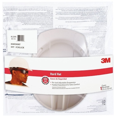 3M Hard Hat, 4Point Suspension, Polyethylene Shell, White, Class C, E, G CHH-P-W12