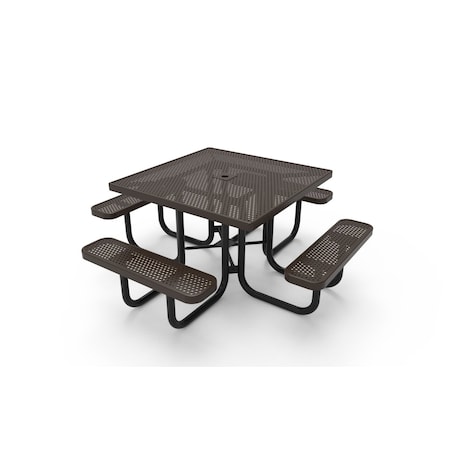 Mytcoat 46in Square Portable Outdoor Table, Brown, Seat 8, Punched Steel, Textured Coating 804093