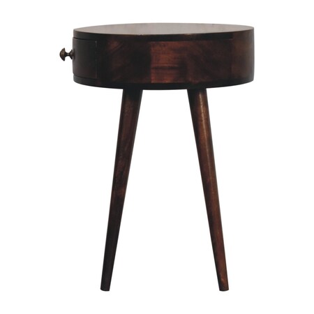 Homeroots 22" Walnut Solid Wood Round One Drawer Nightstand 651545