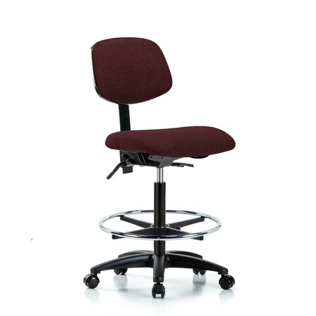 Blue Ridge Ergonomics Chair, Fab, Hi Bench, Tilt CF Casters, Bur, No Arms, 26" to 35-1/2" Height, Burgundy BR-FHBCH-RG-T1-A0-CF-RC-F41