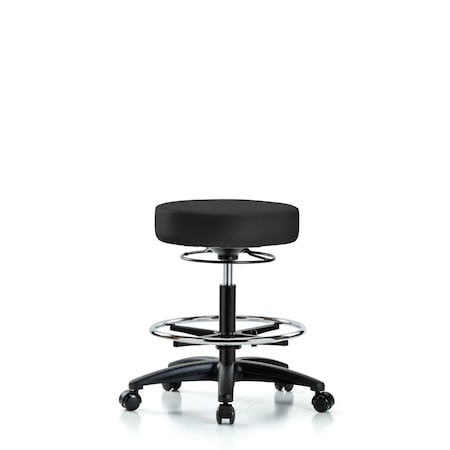 Blue Ridge Ergonomics Vin Stool without Back-Medium Bench Ht with Chrome Foot RingandCasters in Charcoal Trailblazer Vin BR-VMBSO-RG-CF-RC-8605