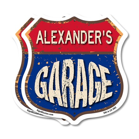 Signmission Alexander's Garage, 12 inch X 12 inch, Aluminum Metal Sign, 2PK SHI-A-2PACK-12-383-ALEXANDER