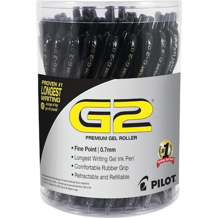 Pilot G2 Premium Retractable Gel Pen, Fine 0.7mm, Black Ink/Barrel, 36/Pack 84065