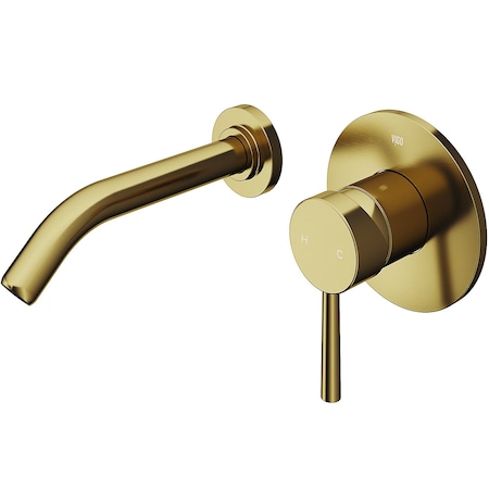 Vigo Olus Single Handle Wall Mount Bathroom Faucet in Matte Brushed Gold VG05001MG
