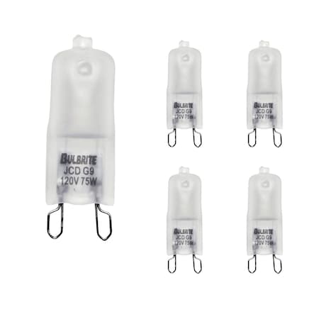 Bulbrite Halogen T4 Bi-Pin Base G9 Light Bulb, 75W, Frost, 5PK 860832