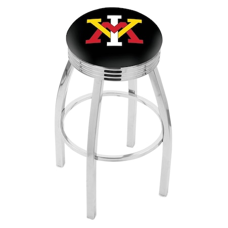 Holland Bar Stool Co 25" Chrome Virginia Military Institute Swivel Bar Stool, Accent Ring L8C3C25VAMilI