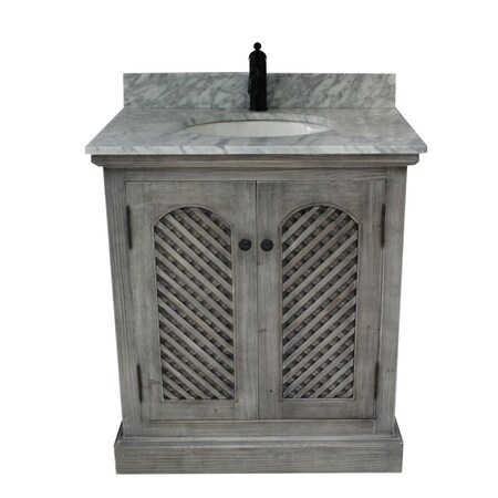 Infurniture WK8131-G plus CW top 31 in. Rustic Solid Fir Sink Vanity In Grey-No Faucet WK8131-G +CW top