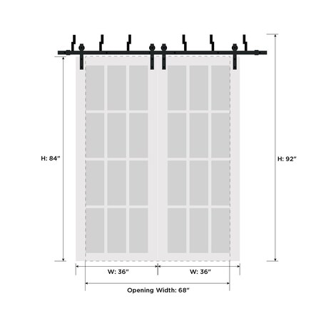 Sartodoors French Interior Door, 32" x 80", White QUADRO4055BBB-WS-7284