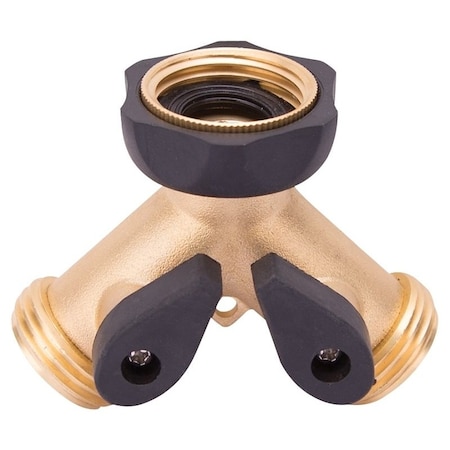 Landscapers Select Y-Connector, Female and Male, Brass, Brass, For: Garden Hose and Faucet GB9105A3L