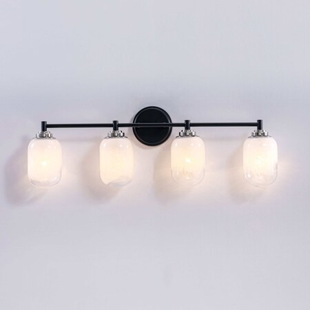 Vidalite Seren 4-Light Matte Black Wall Sconce Light with Handmade Glass Shades, Modern Style Wall Lamp CE1009386