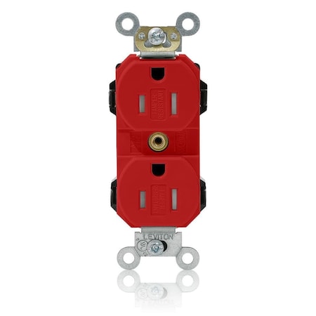 Leviton Straight Blade Receptacle, 5-15R, 15 A, 125V AC, Self-Grounded MT562-SR