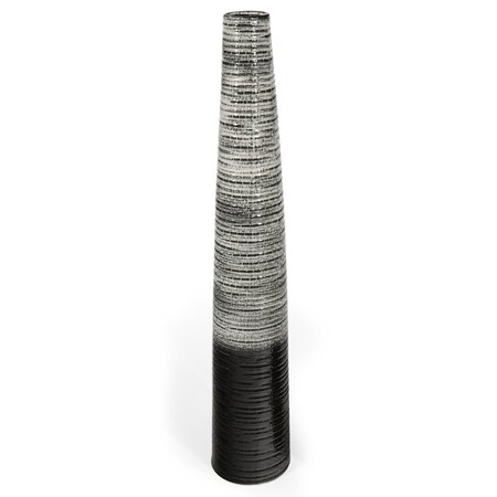 Homeroots 47" Black And Gray Ombre Tapered Ceramic Floor Vase 576742