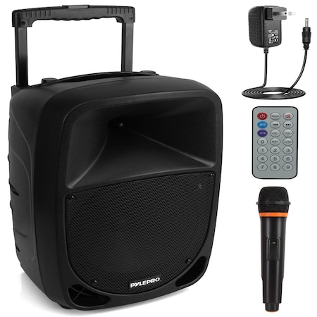 Pyle 1000W Portable Bluetooth PA Speaker, 10 in Subwoofer, UHF Wireless Mic, MP3/USB/SD, Rechargeable PSBT105A
