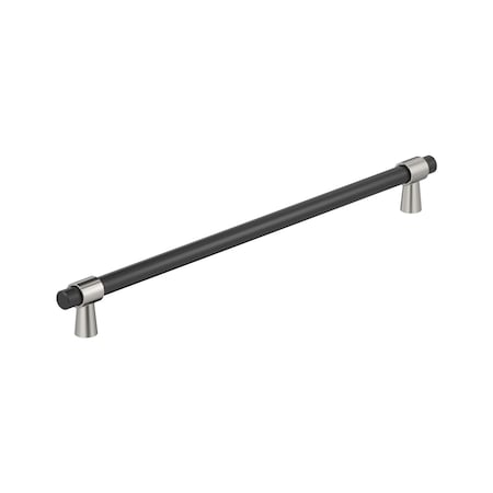 Amerock Mergence 18 inch 457mm Center-to-Center Matte Black/Polished Nickel Appliance Pull BP36984FBPN