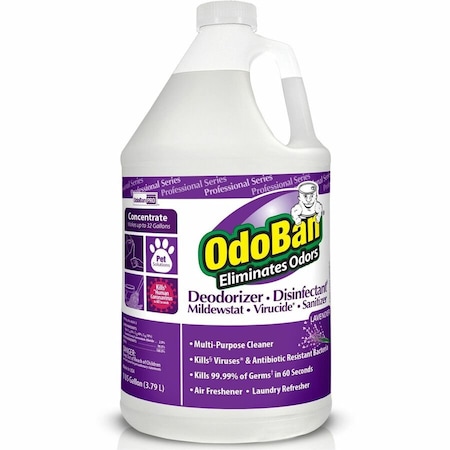 Odoban Odor Eliminator and Disinfectant: Jug, 1 gal, Liquid, Concentrated, Lavendar Fragrance, PK4 911162-G4