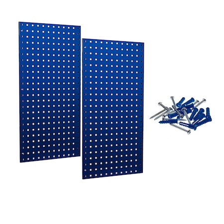 Triton Products (2) Square Hole Pegboards W/ Mounting Hardware, Epoxy 18-Gauge Steel, Blue, 18" W x 36" H LB18-B