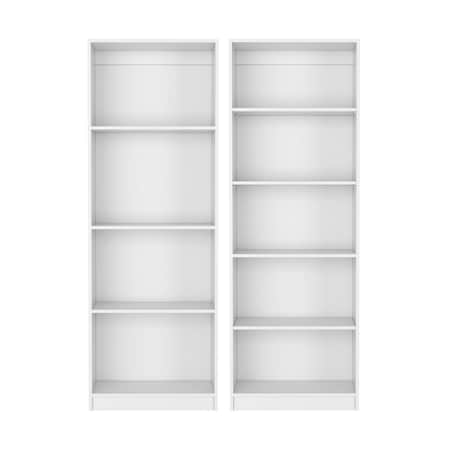 Homeroots Set of Two White Wood Nine Tier Modular Bookcase, 2PK 546622