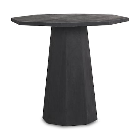 Homeroots 30" Black Solid Wood and Wood Round Pedestal End Table 605614