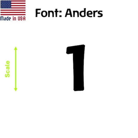 Aacc Self-Adhesive Vinyl Number: 1, Size: 14 cm. Color: Black Font: Anders, 24PK AACC-Anders-N1-Black-M14x24