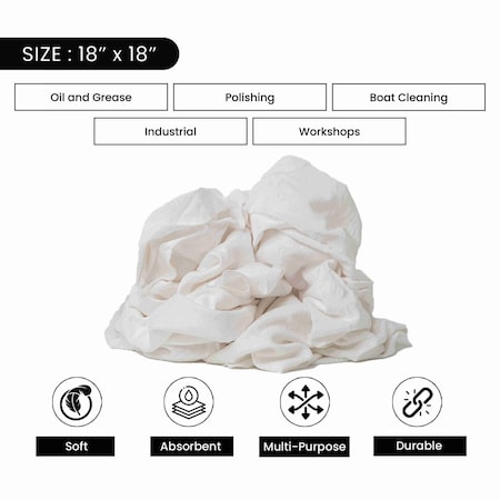 Supremeplus New White Flannel / Thermal Cleaning Rags, 1000 lbs. Pallet, 40 x 25 lbs. Bags, 40PK SP-2343