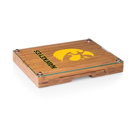 Picnic Time Family Of Brands NCAA Iowa Hawkeyes Concerto Glass Top Cheese Board and Knife Set 919-00-505-224-0