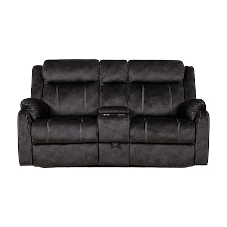 Homeroots 70" Dark Gray Microfiber Manual Reclining Loveseat With Storage 561565