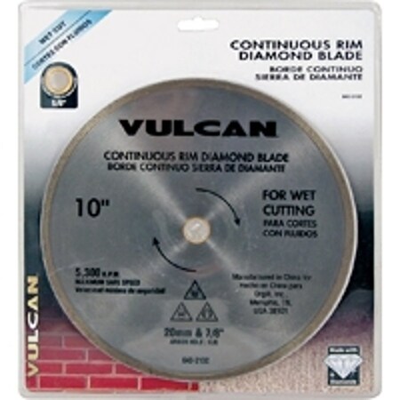 Vulcan 933191OR Continuous Diamond Blade, 10 in Dia, 7/8 in Arbor PTA250504/933191O
