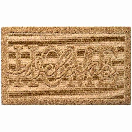 Gardenised Heavy Duty Coco Coir Doormat with Non Slip PVC Baking Embossed Design, Bright Welcome QI004881