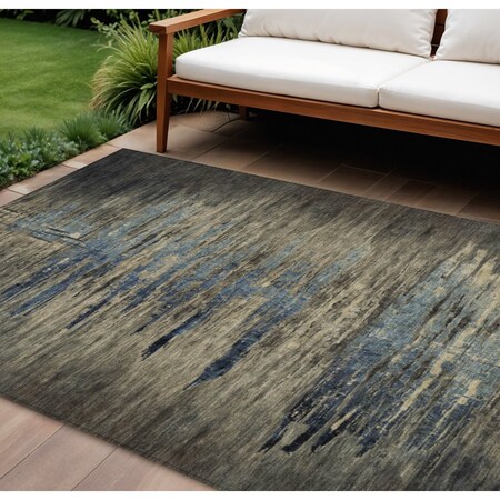 Homeroots 9' X 12' Coffee Abstract Washable Indoor Outdoor Area Rug 608854