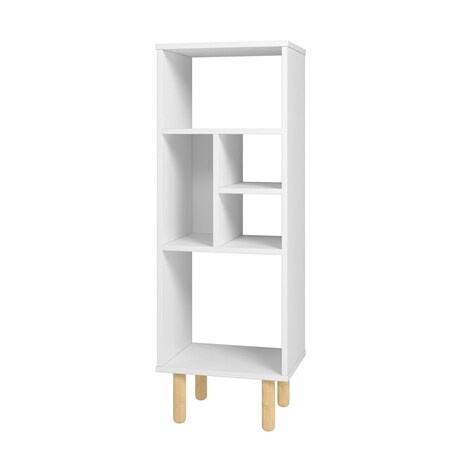 Homeroots 43" Natural And White Wood Five Tier Bookcase 403098