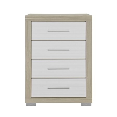 Homeroots 31" Natural And White Wood Four Drawer Dresser 643687