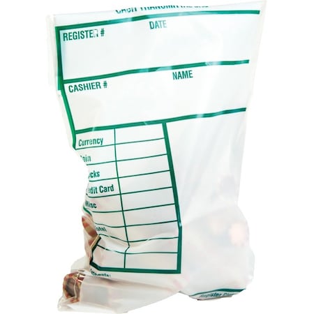 Quality Park Cash Transmittal Bag, Clear, PK100 45220