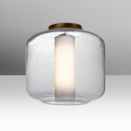 Besa Lighting Besa Niles 10 Ceiling, Clear Bubble/Opal, Bronze Finish, 1x5W LED NILES10COC-LED-BR
