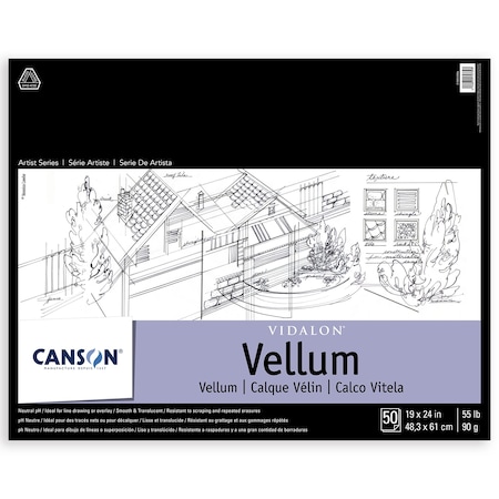 Canson Artist Series Vidalon Vellum Pad, Translucent, Foldover Binding, 50 Sheet, 19X24 inch C100510986