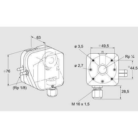 Honeywell Kromschroder Air Pressure Switch - DL 50A 31, -1.5 to 150 mbar, Adjustable KS84444490