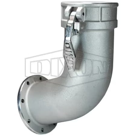 Dixon Type GF Cam and Groove Elbow, 4 in Nominal, Railroad Tank Car TTMA Flange x Boss-Lock Coupler End St ATCGF40