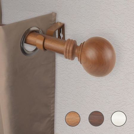 Central Design 1 in. Chloe Faux Wood Curtain Rod with 48 to 84 in. Extension, Chestnut W100-01-48W3