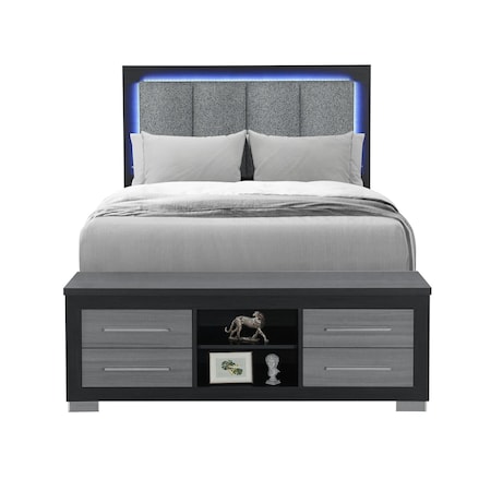 Global Furniture Usa Contemporary Emma Black/Grey Full Bed With Led And Usb EMMA-BLACK/GREY-FB W/ LED & USB