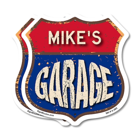 Signmission Mike's Garage, 6 inch X 6 inch, Plastic Sign, 2PK SHI-P-2PACK-6-383-MIKE