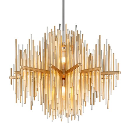 Corbett Lighting Theory 2 Light Chandelier 30 In. Gold Leaf W Polished Stainless 238-42-GL/SS