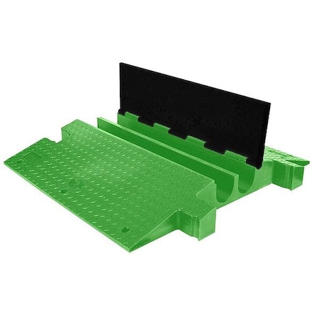 Checkers Hi-Viz Cable Protector, 5-1/8 in H, 35-3/4 in L, 42-1/8 in W, 2 Channel, Urethane, Black, Green YJ2-400-FLG/B