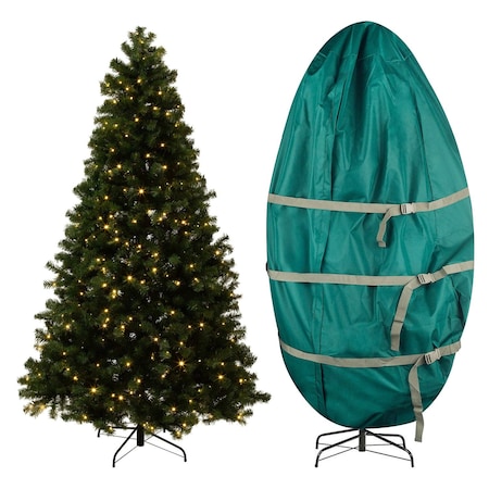 Elf Stor 7.5ft Prelit Christmas Tree with Upright Storage Bag Artificial Spruce Xmas Tree with 450 LED Lights 50-300-7LIT-BAG