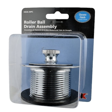 Keeney Mfg Roller Ball Closure Assembly with Strainer, Metal, Polished Chrome, Specifications: 1-1/2 in Size K826-34PC