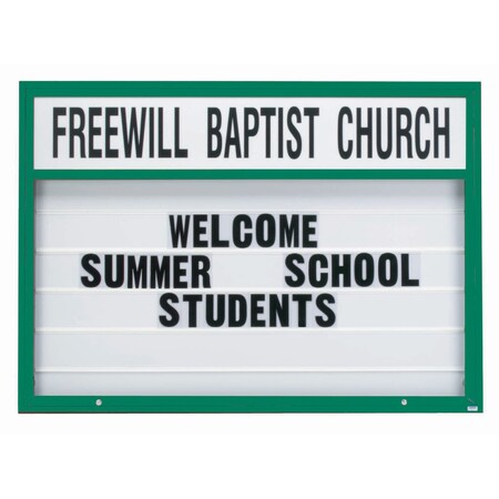 Aarco 70 in W, 50 in H, White Translucent Letterboard/Forrest Green Powder Coated Frame MBM5070FG