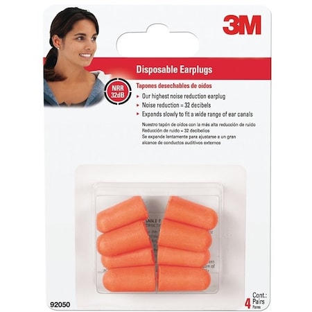 3M EARPLUG DISPOSABLE 4 PRPK 92050-4-10DC