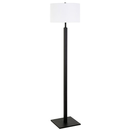 Homeroots 62" Black Traditional Shaped Floor Lamp With White Frosted Glass Drum Shade 523513