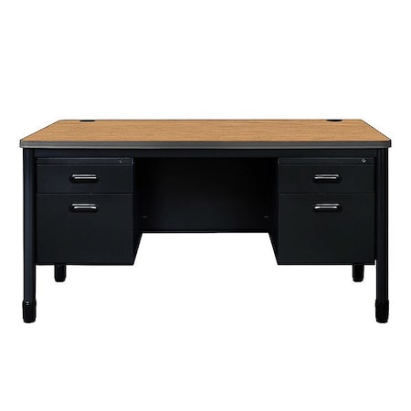 Regency Double Pedestal Desk, Steel Frame, 60 in W 66266DPMOBK