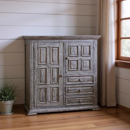 Homeroots 55" Gray Solid Wood Three Drawer Gentlemans Chest 524580