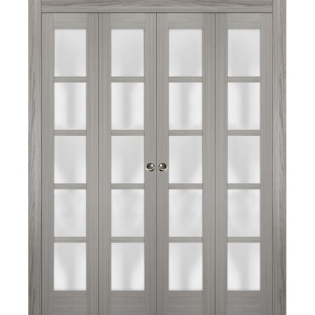 Sartodoors Sliding Closet Double Bi-fold Doors Solid Core Modern Interior QUADRO4002DBF-SSS-72 x 96 (4* 18x96)